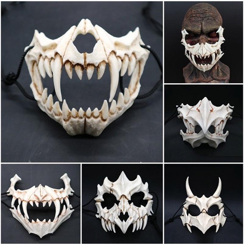 Dragon Cosplay Long Tiger Party Mask Party Costume Bone Resin White Teeth Mask