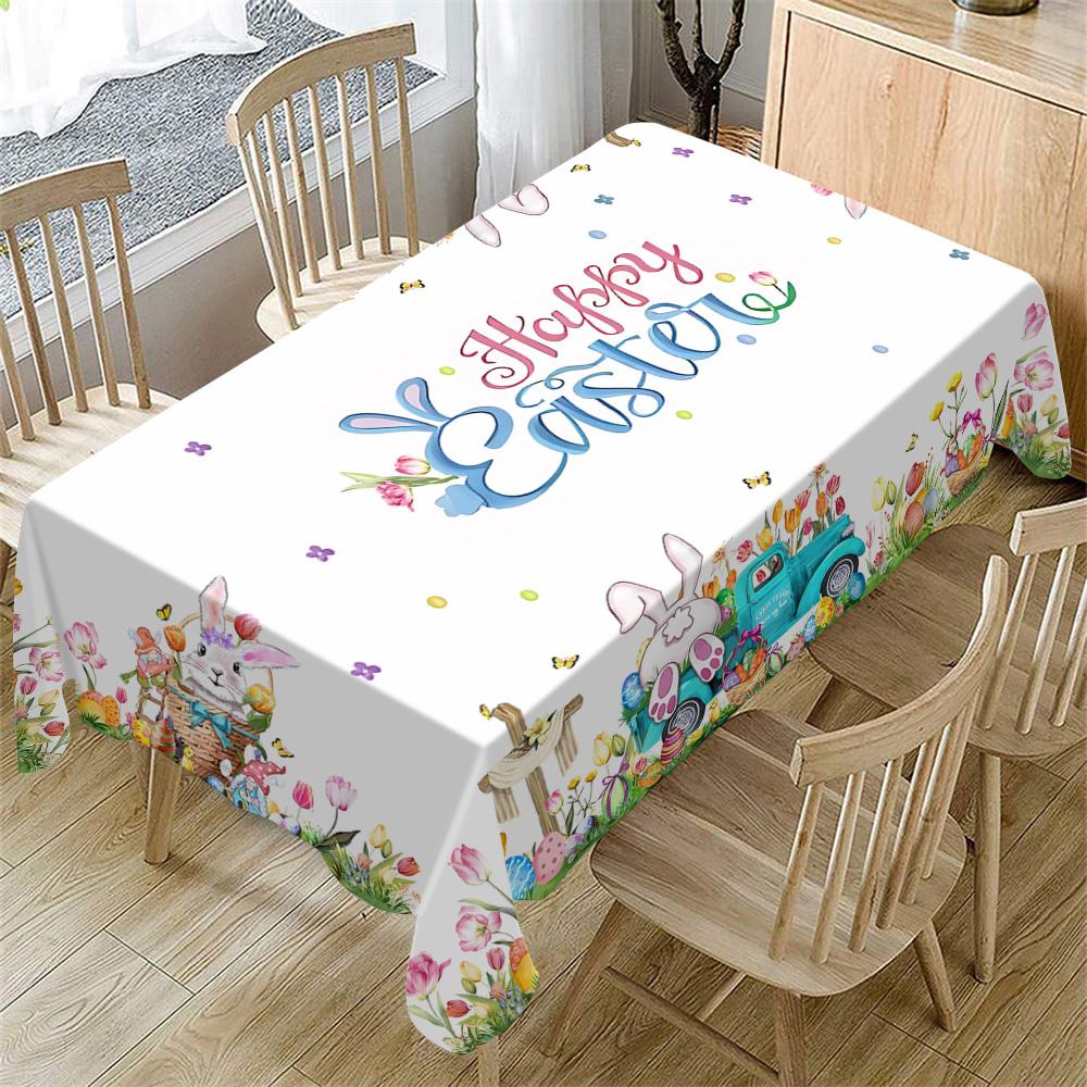Easter Rectangle Tablecloth, Easter Eggs Design Tablecloth For Kitchen Dining Table Home Holiday Party Picnics & Dinners Decor