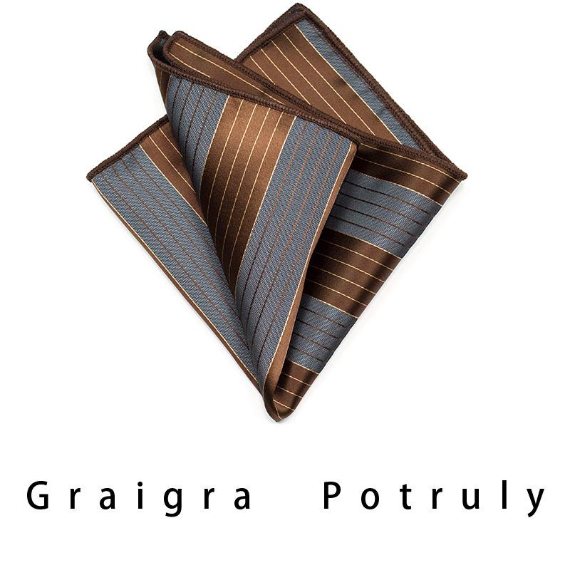Italian Style Tie Men'S Formal Wear Business Striped Retro Gray Coffee Suit Shirt Pocket Towel Suit