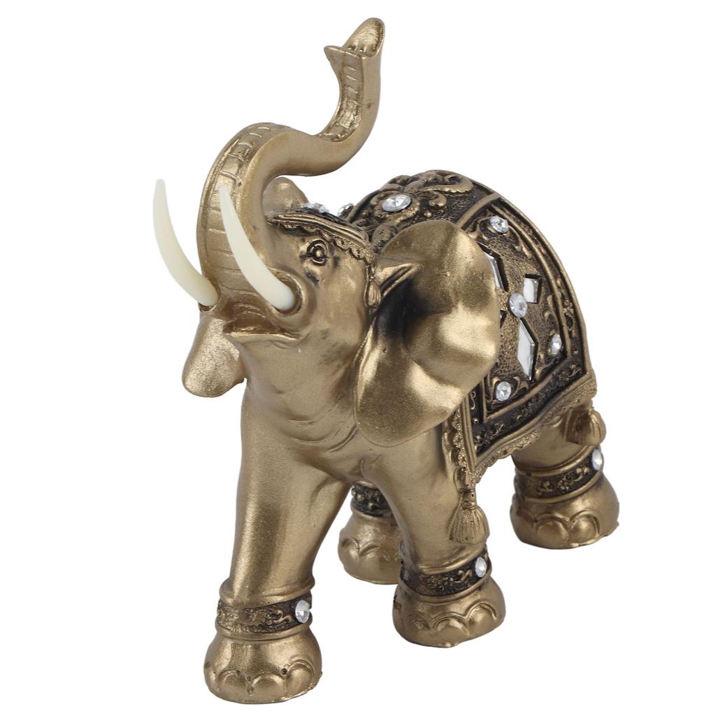 Złoty Kolor Elegancka Statuetka Słonia Ornament Figurka Dekoracja Domu Biura Prezent (M)