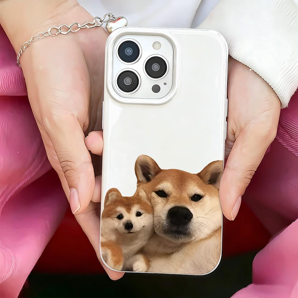 Phone Case For Iphone 16 11 Pro Max 15 Plus 17 Air 14 12 13 Two Shiba Inu White Lens Protection Anti Collision Phone Cover