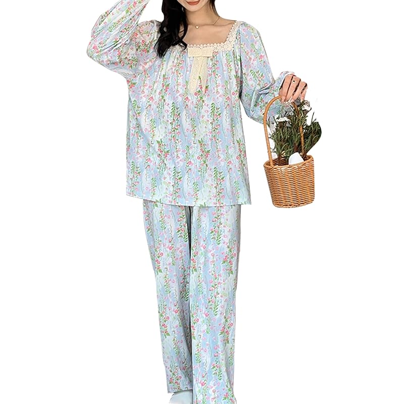 [PHOLEEY] Women's Printed Pajamas, Cute Patterned Long Sleeve Pants, Suitable for Winter Home Wear, Top and Bottom Set, Moisture Absorption,