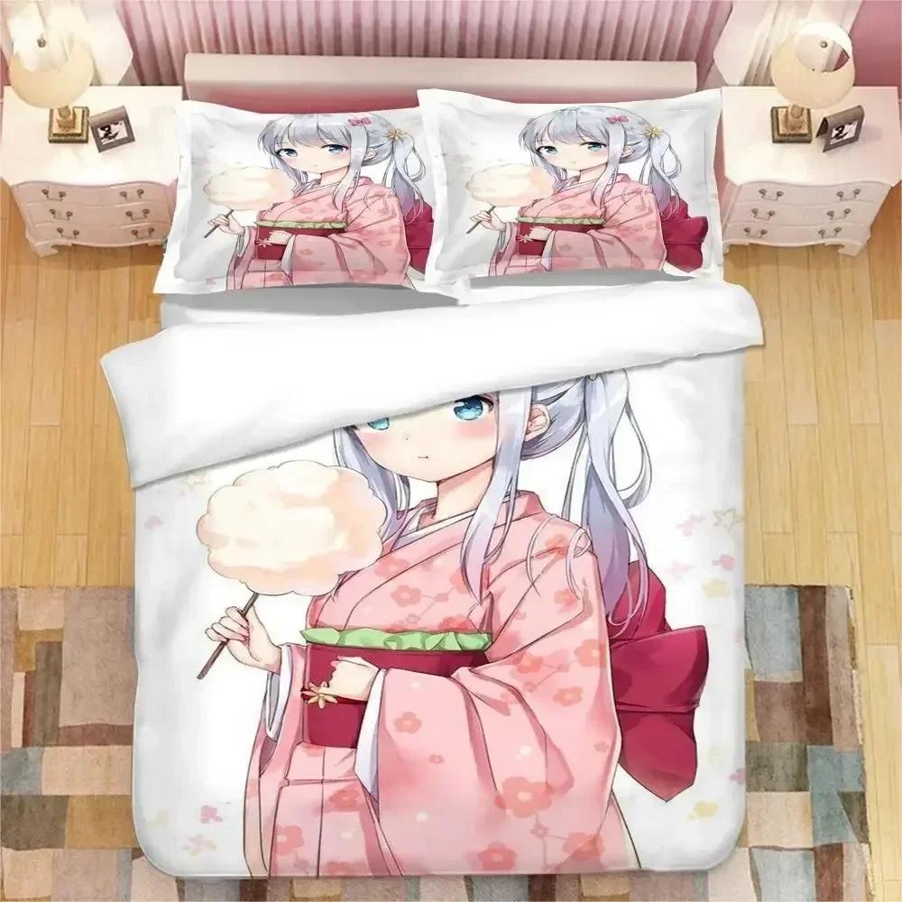 Mädchen Izumi Sagiri Bettwäsche-Set Bedrucktes Bettset mit Kissenbezug Bettbezug Weich Queen King Size Bettwäsche Heim Bettwäsche