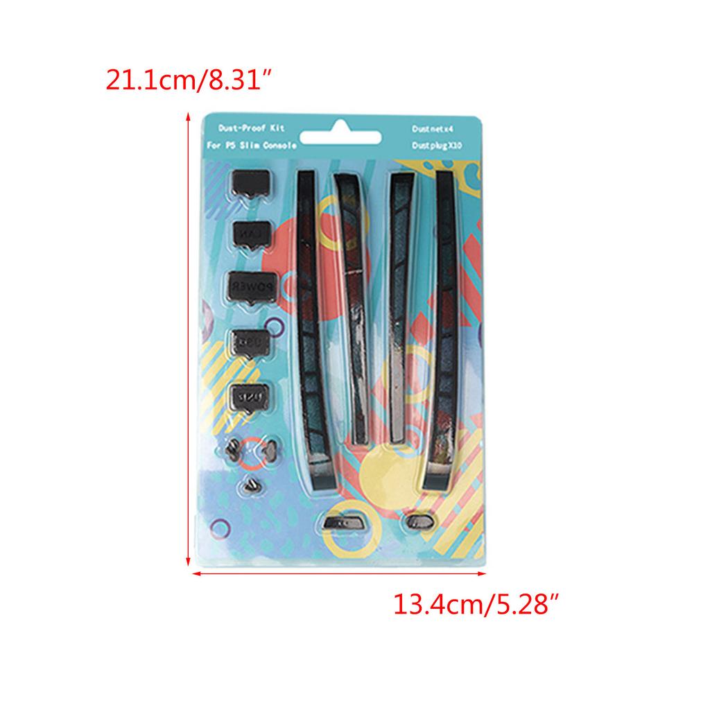14Pcs Game Console Rubber Dust Protector Dust Plug for PS5 Slim Antidust Cover Gaming Accessories Dustproof Plug Black