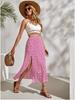 Spring-Summer Women's Floral Elastic Waist Slit Midi Skirt