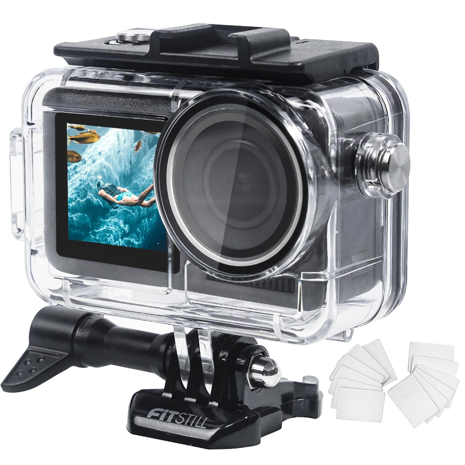 

FitStill Waterproof Case for DJI osmo action 5 3 for underwater photography Equipped with two cold shoe dji osmo action 5 pro case can be used in чорний