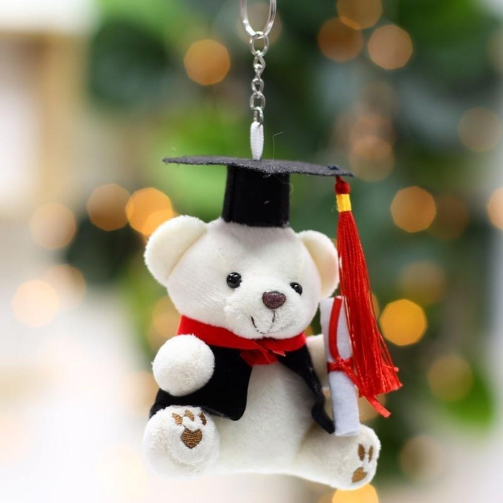 Funny Cute Graduation Bear 12Cm Hanging Bear Keychain Soft Stuffed Blessing Stuffed Animal Bear Bouquet Decoration