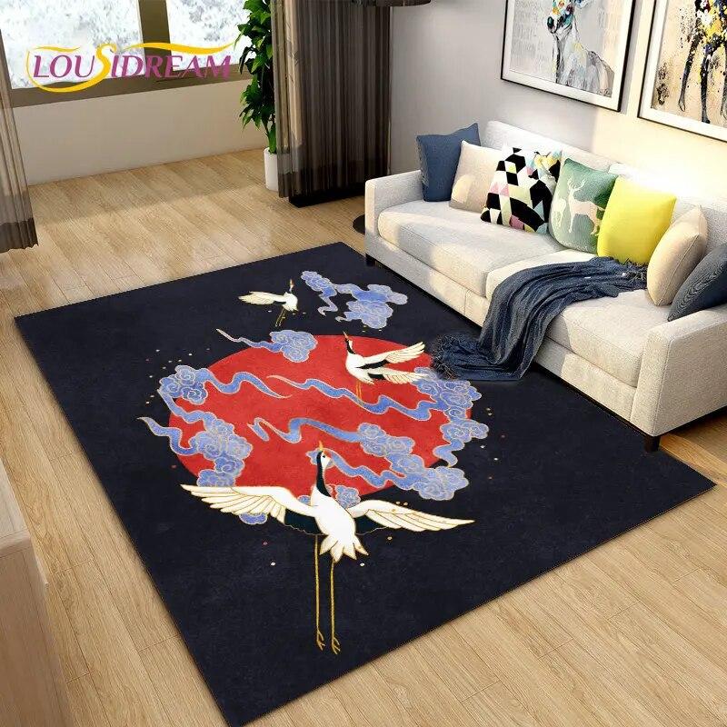 3D Classical Chinese Style Area Rug Large,Carpet Rug for Living Bedroom Sofa Doormat Decoration,Children Play Non-slip Floor Mat