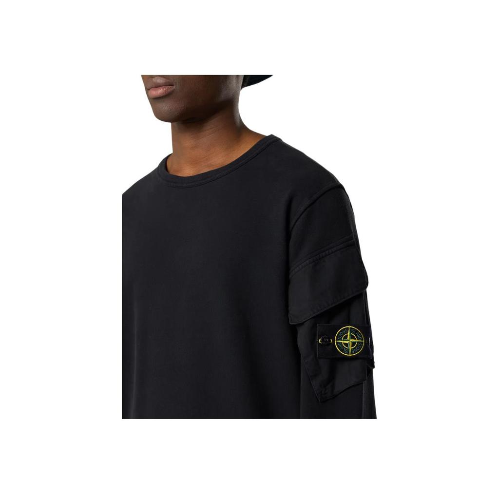 STONE ISLAND FW25 Autumn Winter Logo Crew Neck Long Sleeve Sweatshirt Men Sweatshirt Black K2S156100008S0A20-V0029