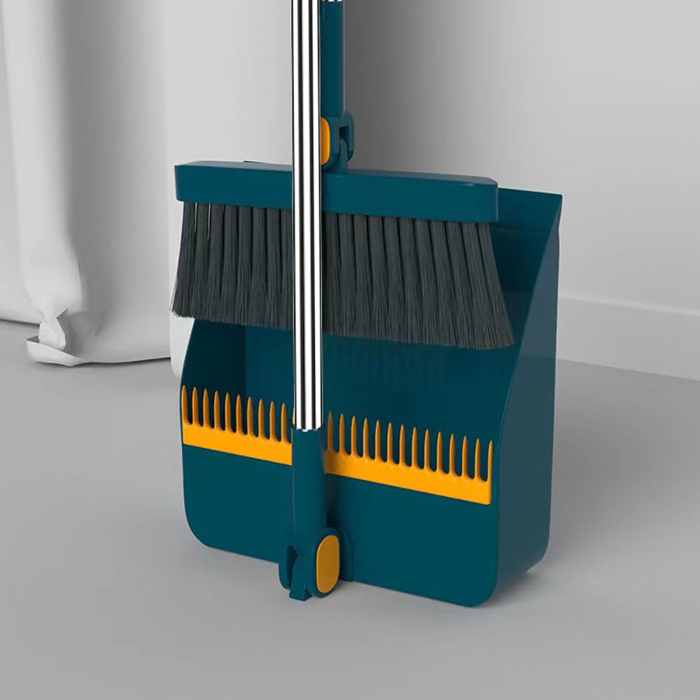 Freestanding Broom and Dustpan Set with an Encrypted Foldable and Rotating Perfect for Cleaning Balconies and Outdoor Broom with Easy To Store and