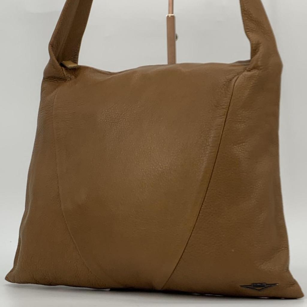 BOTTEGA VENETA Vintage Semi Shoulder Bag Single Strap Nappa Leather Brown Camel A4 Size Compatible