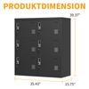 6-Door Metal Cabinets for Office, Gym, School & Home - Secure Storage Cabinet with Card Slot (Black). H 100 cm × B 90 cm × T 40 cm