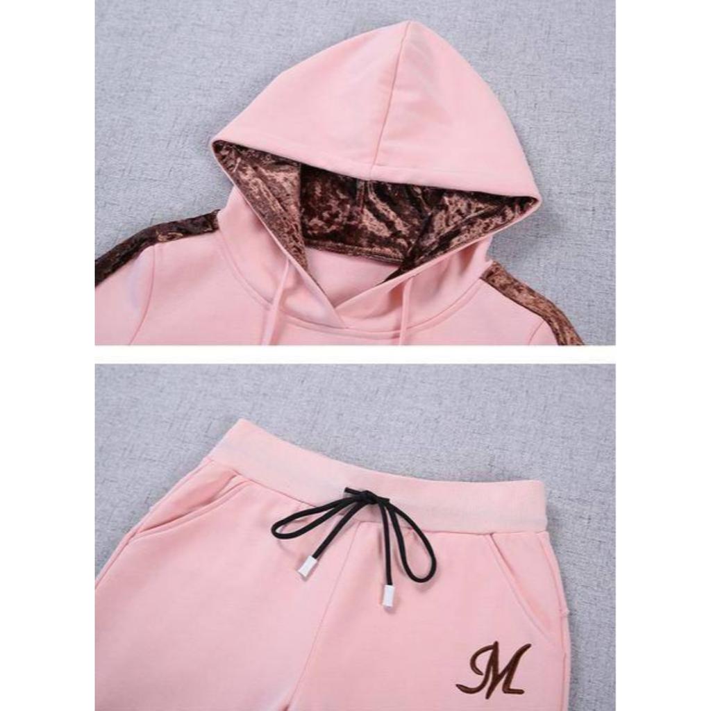 Verdickter Samt, Sportbekleidung Set, Damen, Lässig, Dreiteiliges Set