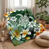 Tropical Plumeria and Turtle Theme Blanket Lightweight Warm Flannel Blanket Decorative Throw Blanket for Home Decoration