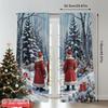 2pcs 2D Flat Printing Merry Christmas Curtains Christmas Gnomes Forest Lanterns Polyester Without Electricity Festive Holiday