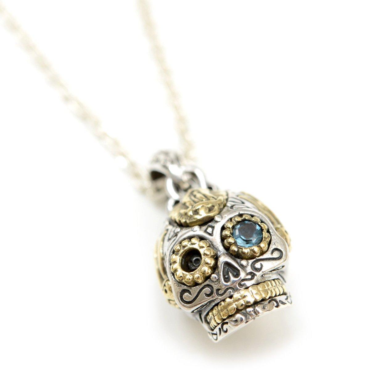 

Серебряное ожерелье с мексиканским черепом 925 пробы, латунный лондонский топаз, готический череп, скелет, натуральный камень, медаль «Сила камня» Мария [goodvibrations] [668_1svn]