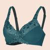 European and American Fresh Dark Green Exquisite Embroidery Underwear Ultra-thin Large Size Full Cup Bra
