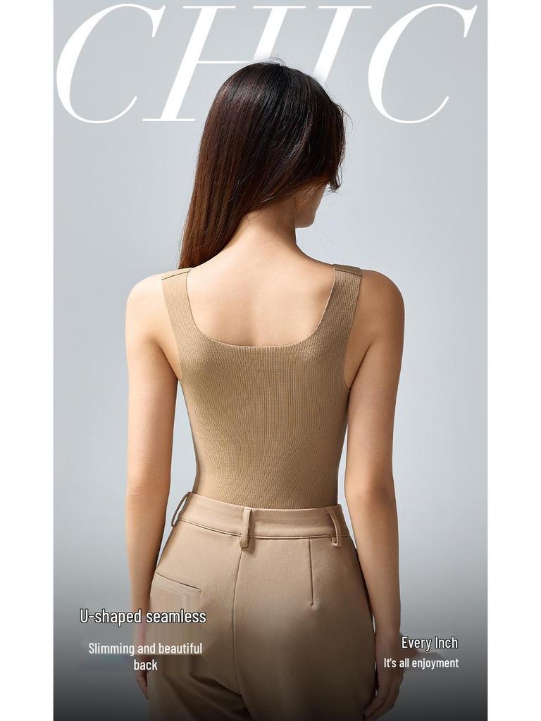 Women's Seamless V-Neck Vest - Warm, Slimming Base Layer with Built-in Support