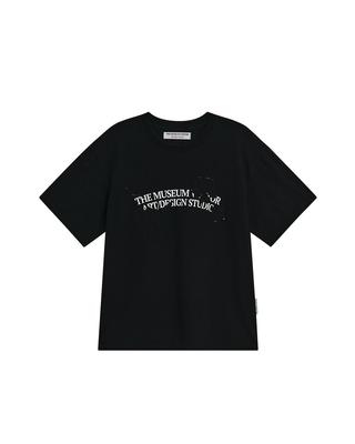 THEMUSEUMVISITOR Applique Flower T-Shirt (Black)