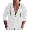 Men’s Long-Sleeved Linen Striped Shirt – New Spring/Autumn Slim-Fit Hooded Casual Shirt for Men