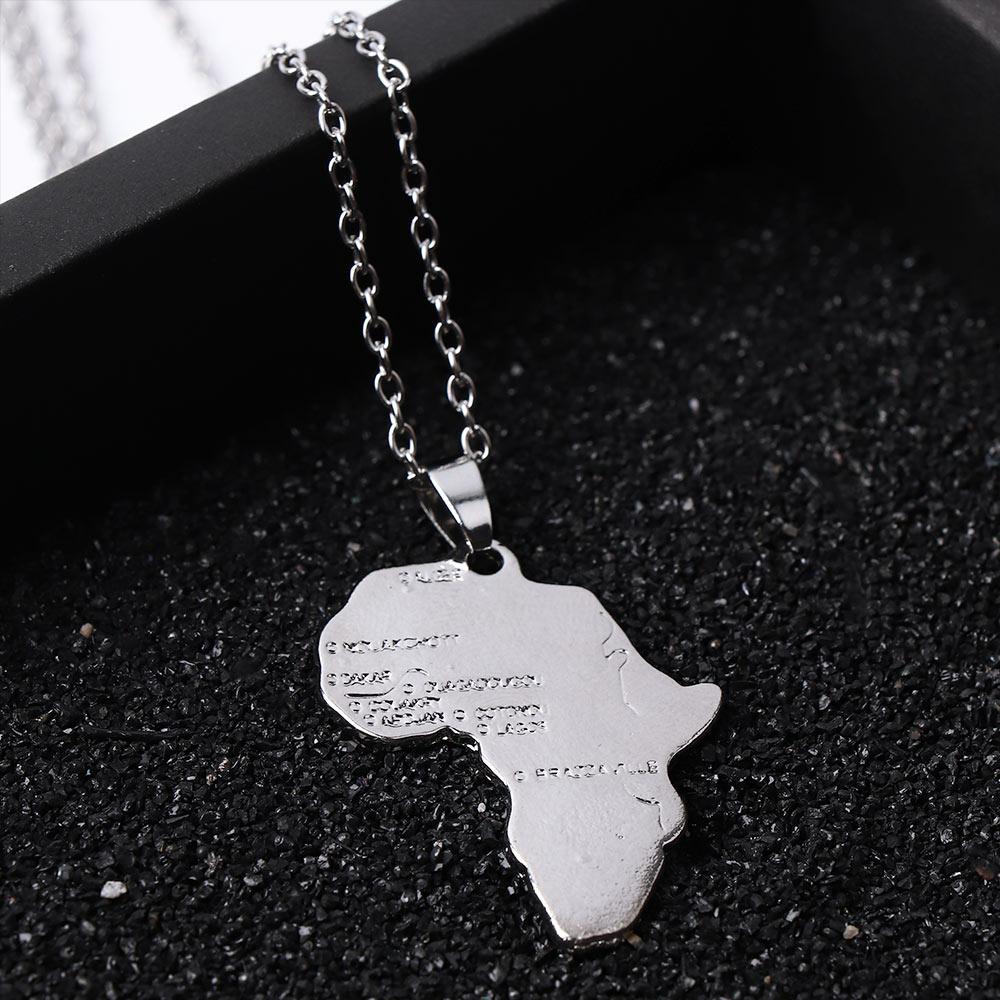 Ethnic Men Country Fashion Chain Jewelry Pendant Necklace African Map Gold