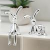 Cute Rabbit Figurine Modern Style Rabbit Animal Decor Silver Sitting Rabbit Ornament Living Room Decoration