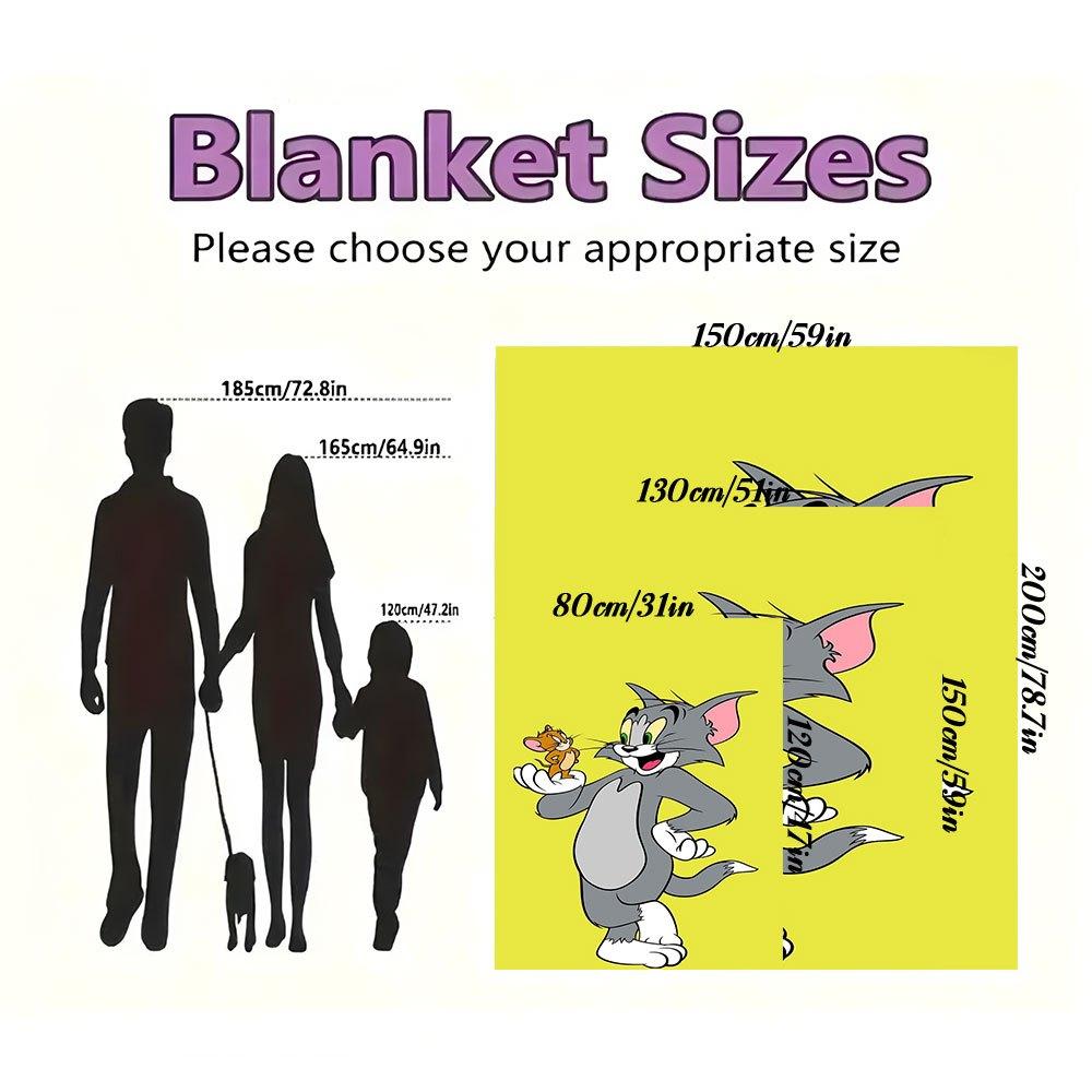 Tom and Jerry Cartoon Poster PrintBlanket Flannel Throw Blanket for Sofa, Bed, Travel, Camping, Office