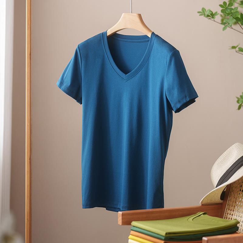 Rundhals Kurzarm Damen Sommer Neueste Trendige Vielseitiges und Bequemes T-Shirt Langgewaschenes Baumwoll Oberteil Ohne Verformung