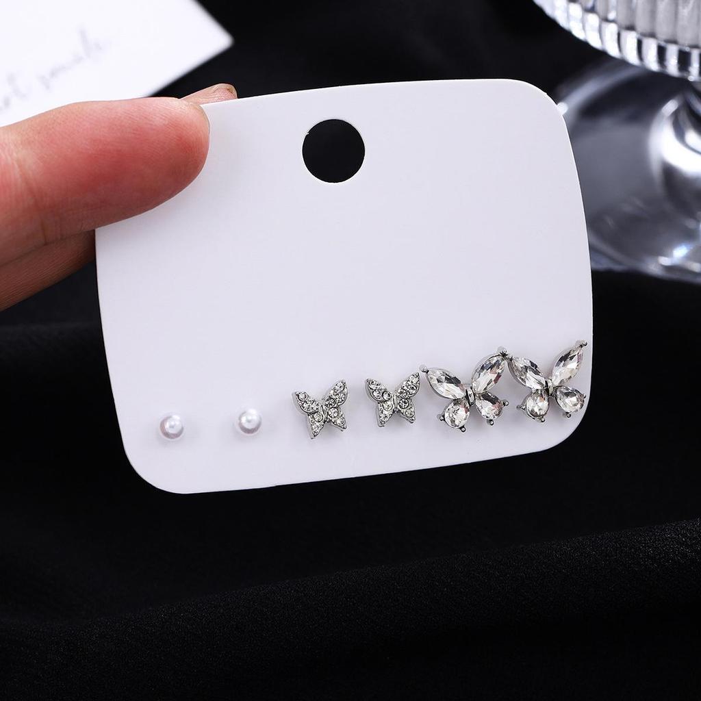 Korean Zircon Butterfly Pearl Earring Set – Elegant Autumn/Winter Luxury Jewelry Accessory for Women