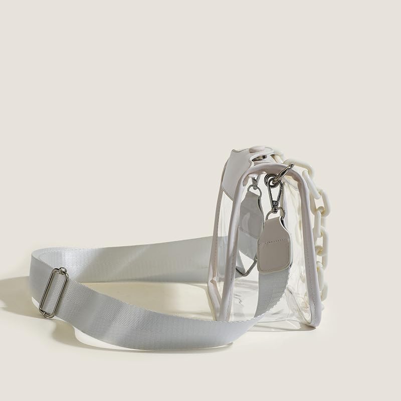 Harujio Clear Shoulder Summer Transparent Mini Clear Stylish Vinyl White Bag, Women's Bag, Bag, Small, Bag, Bag, Cute, Black, (Black)