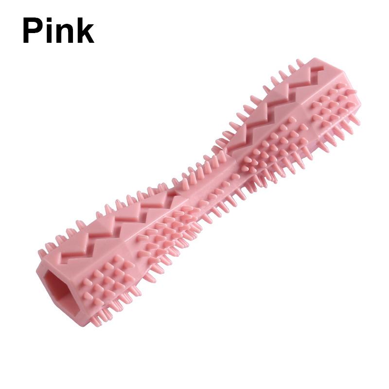 

Durable Dog Chew Toy Stick Dog Toothbrush Soft Rubber Tooth Cleaning Point Massage Toothpaste Pet Molar Teeth Cleaning Tool розовый