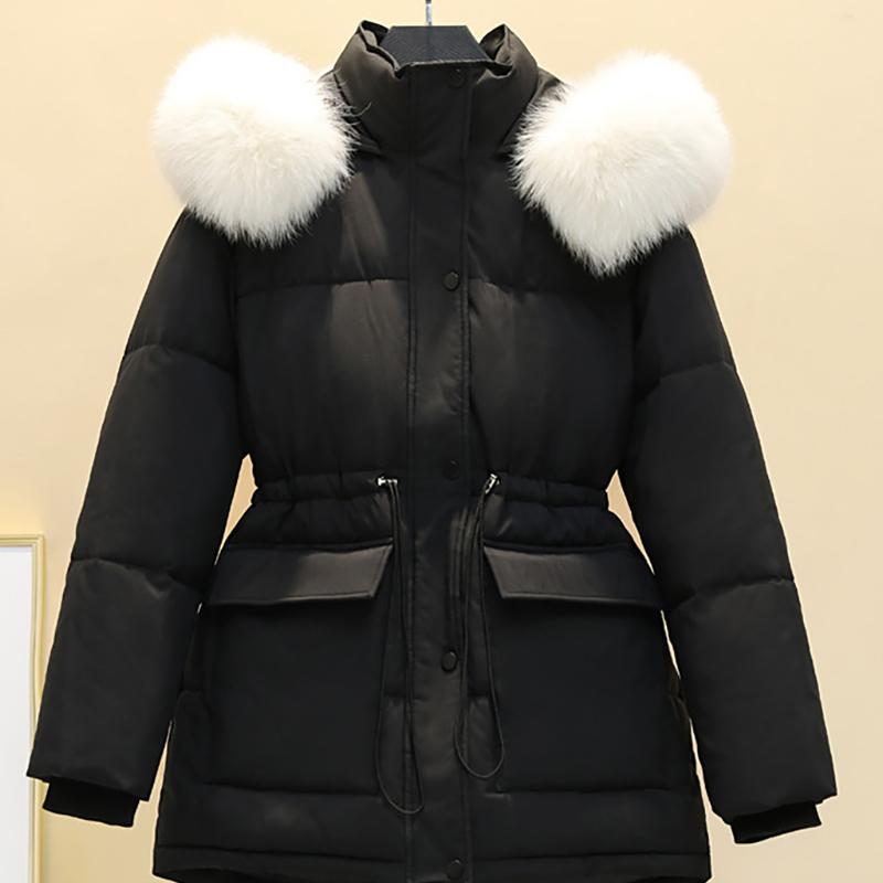 IELGY Mit Baumwolle gefütterte Jacke. Mittellange Damen-Jacke im koreanischen Stil. Schlanke wattierte Daunenjacke. Gepolsterte Jacke