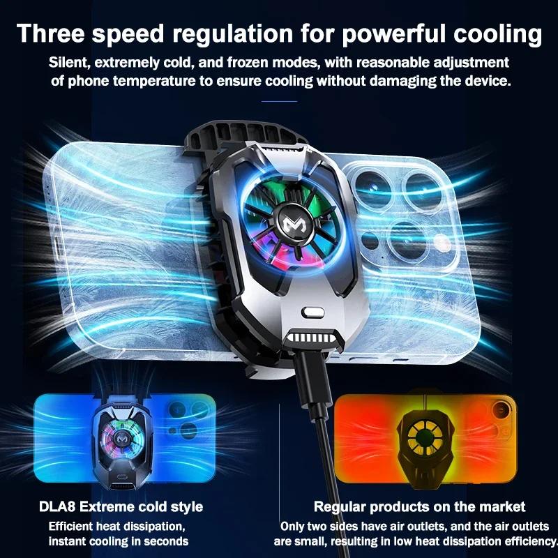 DLA8 Mobile Phone Game Cooler Semiconductor Fast Cooling Fan Radiator for IOS Android PUBG Back Clip Type-C Cool Heat Sink