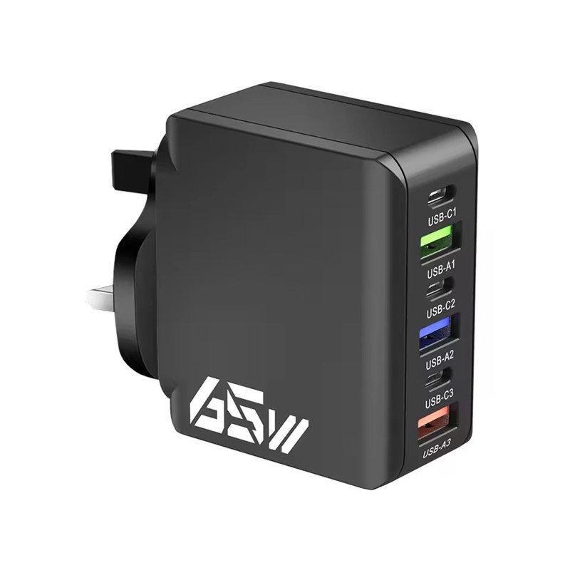 Încărcător de perete USB C de 65W Încărcător rapid 6 porturi Adaptor Quick Charge 3.0 pentru iPhone 13 14 15 Xiaomi Samsung Oppo Mobil Mufă US/EU