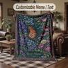 Butterfly Flowers Garden Theme Throw Blanket Custom Name Text Personalized Blanket Soft Cozy Blanket for Home Sofa Bed