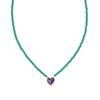 Colorful Geometric Square Beads Crystal Necklace with Zircon Heart Design