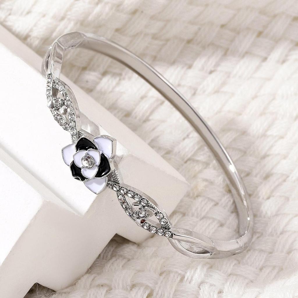 Retro Lotus Diamond-Encrusted Cloisonné Enamel Bracelet - Colorful Luxury Women's Bangle Jewelry