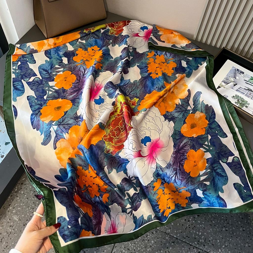 Long Silk Scarf Simulation Silk Female New Fashion Yangqi High-grade Wild Spring and Summer Dual-use Sun Shawl Female