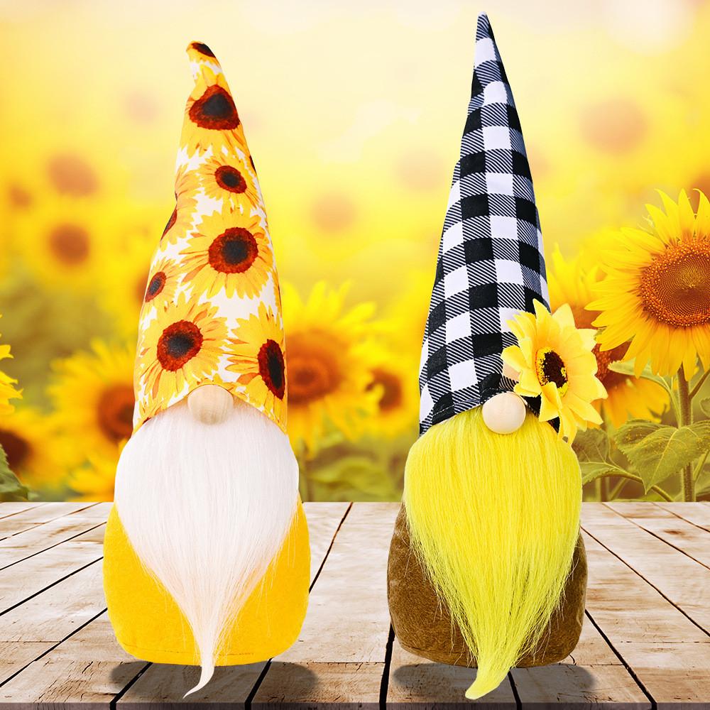 Sunflower No Whimsical Face Gnome Decoration In Yellow Floral Hat Ideal For Thanksgiving Christmas And