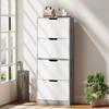 Modern Space-Saving Shoe Cabinet with 4 Doors for 16 Pairs of Shoes, 62.5x26x156 cm, Concrete Grey