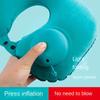 U-shaped Travel Pillow Car Aviation Flight Office Inflatable Neck Pillow Short Plush Cover PVC Support Headrest Soft Care Pad