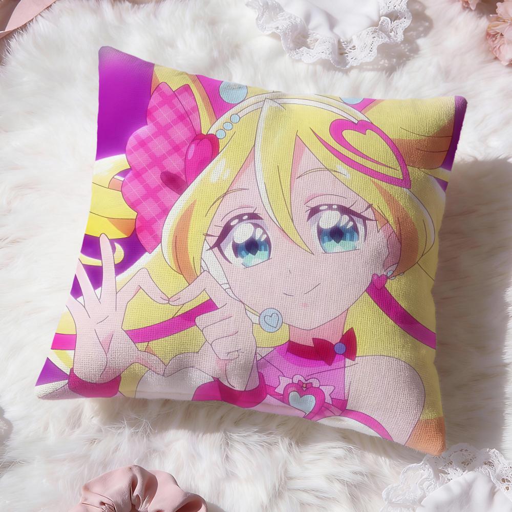 y-You and Idol Pretty Cure Cushion Cover Premium Comfort Reversible Pillow Cove -Two in One Design for Any Room & Car Interior