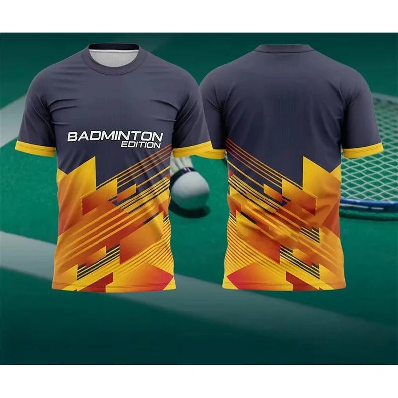 Simple Contrast Color Badminton T Shirts For Men Summer Fashion 3D Printed Sports T-shirts Loose Breathable Tees Tops