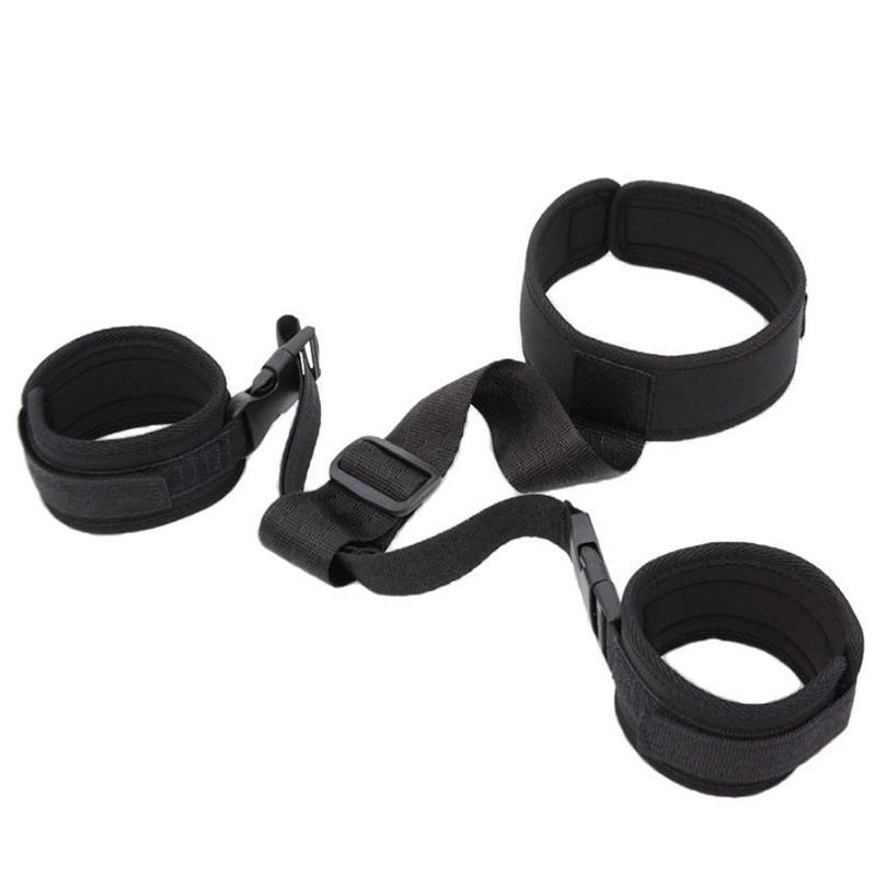 Nylon 3 Piece Bondage Gear Adjustable Women Collar Restraints Set for Couple Adult Fetish Bedroom Game