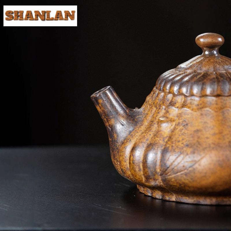 180ml Yixing Purple Clay Teapots Handmade Bamboo Scoop Pot Raw Ore Dragon Kiln Wood Burning Mud Kettle With Infuser Zisha Teaset