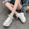 2024 Spring Fashion Women Ankle Boots High Platform Canvas Boots 8CM Wedge Heels Sneakers Woman Autumn Thick Sole Short Boots