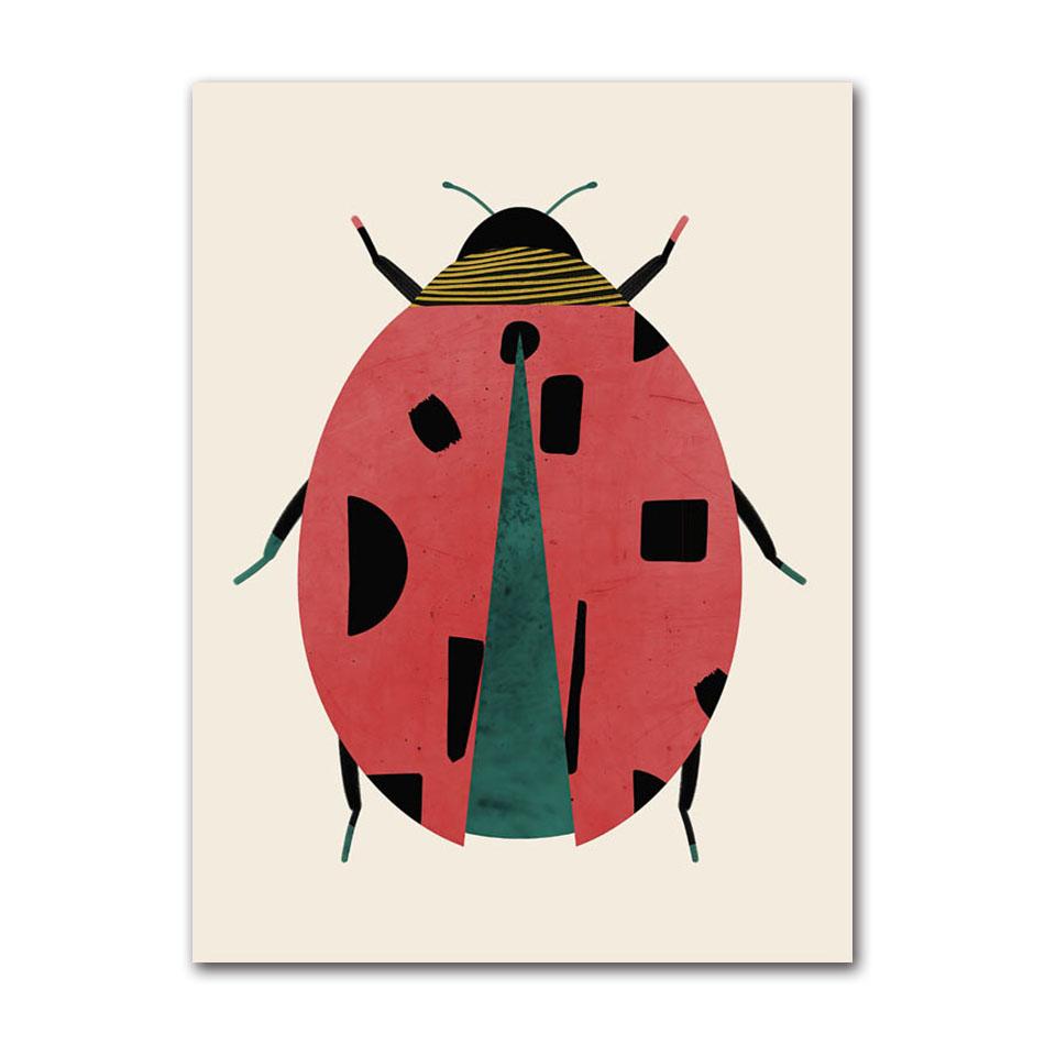 Butterfly Wall Art Ladybug Tiger Moth Beetle Feather Canvas Painting Nordic Poster Printing Wall Picture Bedroom Decoration