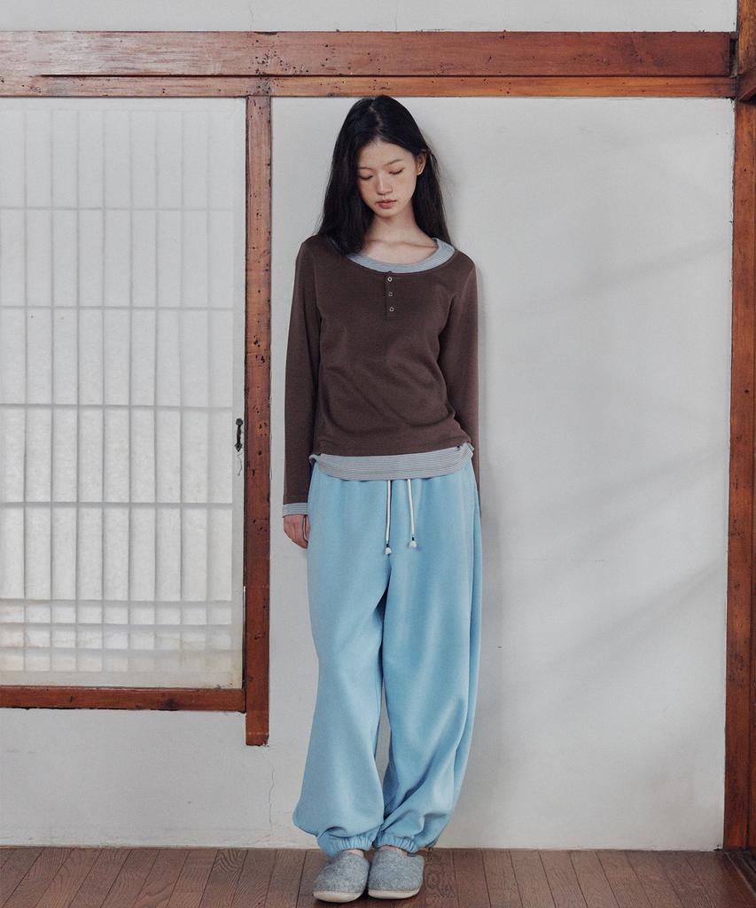 Okkitteu Fleece Balloon Jogger Pants Sky Blue