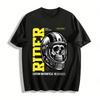 Vintage Motorcycle Skull Helmet Print Cool Street Style Men's Tee Pure Cotton T-shirt