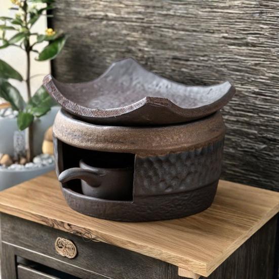 Keramischer Teewärmer Aromatherapie Kerzendiffusor zum Erwärmen von Teekannen Heim Büro Meditationsdekor Retro-Stil Atmosphärenverstärker